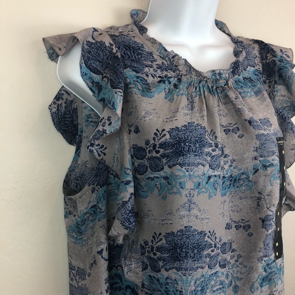 Lucky Brand M Blue Printed Flutter Tank New F - Picture 4 of 8